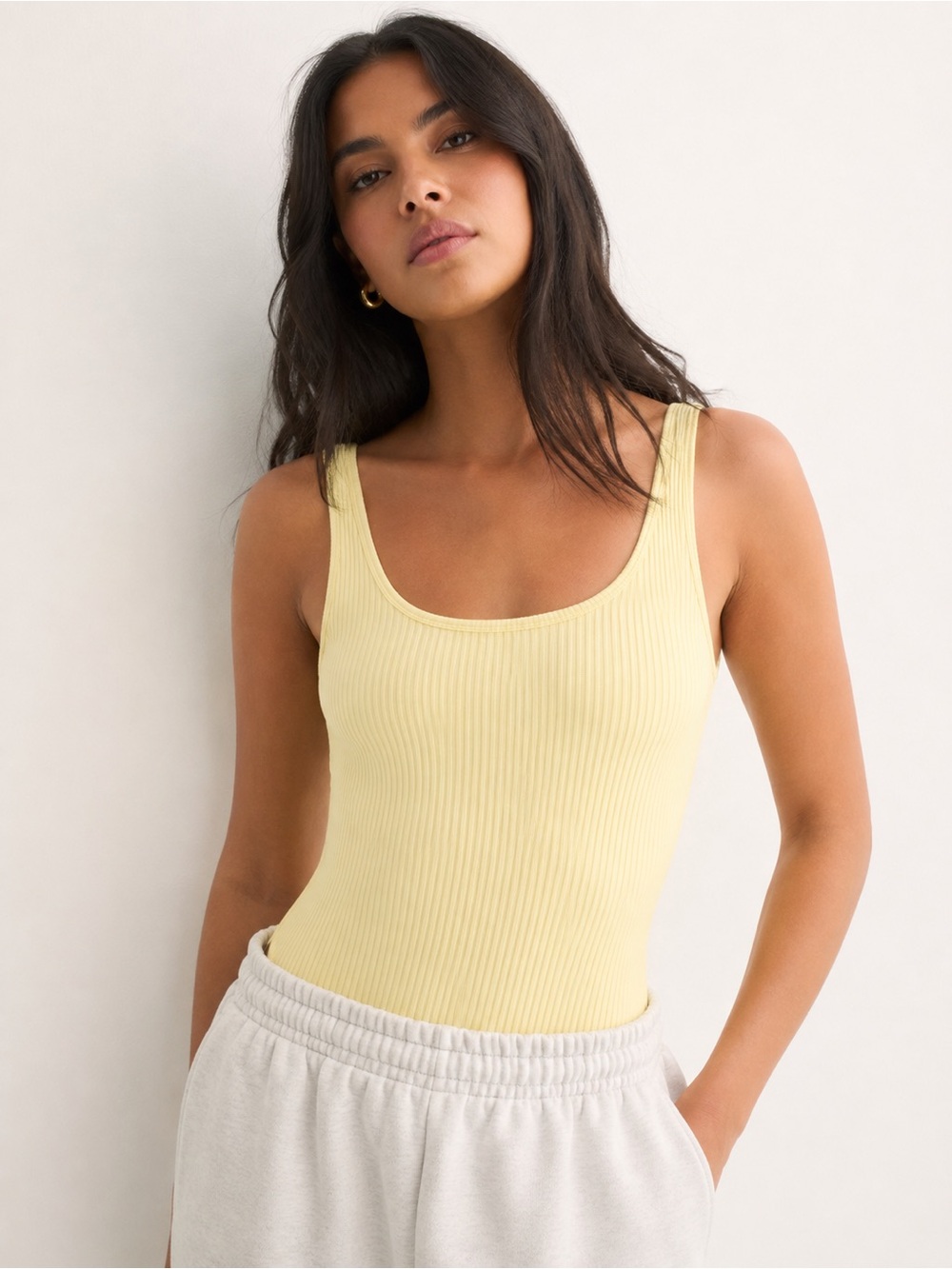 Wilfred Free | Leila Ribbed Bodysuit Butter Pastel Yellow Size Small Aritzia